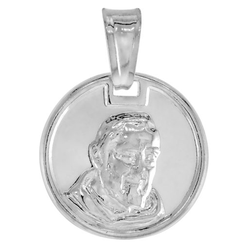 Picture of 5/8 inch Sterling Silver St Padre Pio Medal Necklace for Women and Men Italy 16mm Round available with or without chain