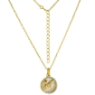 Picture of Gold-Plated Sterling Silver CZ Mother of Pearl Initials A-V Necklace for Women 2 piece with Enhancer Bale Red CZ Accent 16-18 inch