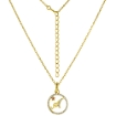 Picture of Gold-Plated Sterling Silver CZ Mother of Pearl Initials A-V Necklace for Women 2 piece with Enhancer Bale Red CZ Accent 16-18 inch