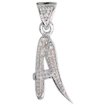 Picture of Sterling Silver Fancy Initial Letter A Initial Pendant CZ Stone 3/4 inch high