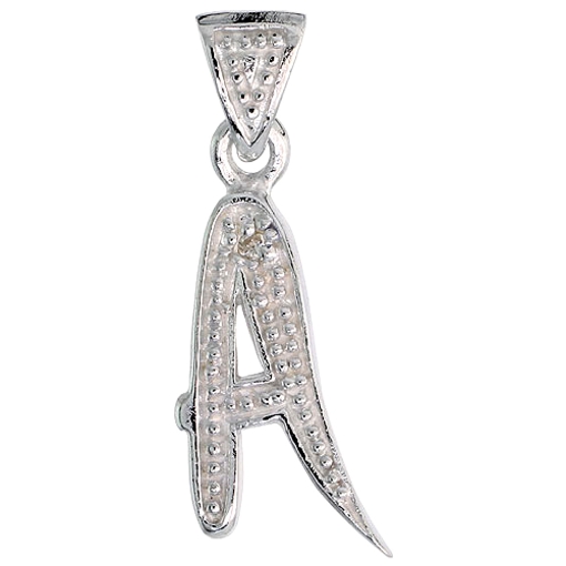 Picture of Sterling Silver Fancy Initial Letter A Initial Pendant CZ Stone 3/4 inch high