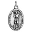 Picture of Sterling Silver St Sebastian Medal Necklace Oxidized finish Oval 1.8mm Chain
