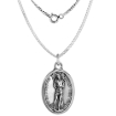 Picture of Sterling Silver St Sebastian Medal Necklace Oxidized finish Oval 1.8mm Chain