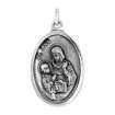 Picture of 7/8 inch Sterling Silver St Ann Medal Necklace Oxidized finish Oval 1.8mm Chain