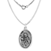 Picture of 7/8 inch Sterling Silver St Ann Medal Necklace Oxidized finish Oval 1.8mm Chain