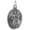 Picture of Sterling Silver St Mark Medal Necklace Oxidized finish Oval 1.8mm Chain