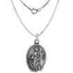 Picture of Sterling Silver St Mark Medal Necklace Oxidized finish Oval 1.8mm Chain