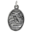 Picture of Sterling Silver St Christopher Medal Necklace Oxidized finish Oval 1.8mm Chain