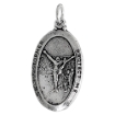 Picture of Sterling Silver St Christopher Medal Necklace Oxidized finish for Gymnasts Oval 1.8mm Chain