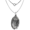 Picture of Sterling Silver St Christopher Medal Necklace Oxidized finish for Gymnasts Oval 1.8mm Chain