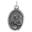 Picture of Sterling Silver St Alphonsus Medal Necklace Oxidized finish Oval 1.8mm Chain