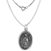 Picture of Sterling Silver Our Lady of Guadalupe & Medal Necklace Oxidized finish Oval 1.8mm Chain
