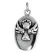 Picture of Sterling Silver Guardian Angel Medal Necklace Oxidized finish 1.8mm Chain