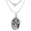 Picture of Sterling Silver Guardian Angel Medal Necklace Oxidized finish 1.8mm Chain