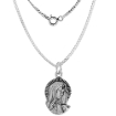 Picture of Sterling Silver Blessed Virgin Mary Medal Necklace Oxidized finish Oval 1.8mm Chain