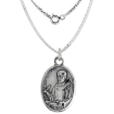 Picture of Sterling Silver St John Neumann Medal Necklace Oxidized finish Oval 1.8mm Chain
