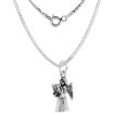 Picture of Sterling Silver Guardian Angel Medal Necklace Oxidized finish 1.8mm Chain
