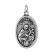 Picture of Sterling Silver St Francis Medal Necklace Oxidized finish Oval 1.8mm Chain