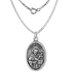 Picture of Sterling Silver St Francis Medal Necklace Oxidized finish Oval 1.8mm Chain