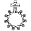 Picture of 3 Styles Sterling Silver Rosary Ring One Mystery Single Decade Ring Rosary Plain and Rosebud Beads 1 11/16 inch