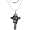 Picture of 1.5 inch (43mm) Sterling Silver Jesus Crown of Thorns Palm Leaf Crucifix Pendant Oxidized finish available with or w/o Chain