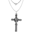 Picture of Sterling Silver Celtic Cross Crucifix Necklace Oxidized finish 1.8mm Chain