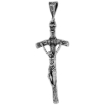 Picture of 2 1/8 inch (53mm) Sterling Silver Pope John Paul II Pastoral Crucifix Necklace Oxidized finish available with or w/o Chain