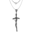 Picture of 2 1/8 inch (53mm) Sterling Silver Pope John Paul II Pastoral Crucifix Necklace Oxidized finish available with or w/o Chain