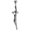 Picture of 2 1/8 inch (53mm) Sterling Silver Pope John Paul II Pastoral Crucifix Necklace Oxidized finish available with or w/o Chain