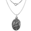 Picture of Sterling Silver St Philomena Medal Necklace Oxidized finish Oval 1.8mm Chain