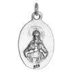 Picture of Sterling Silver St Scholastica Medal Necklace Double Sided Sacred Heart Back Oxidized finish Oval 1.8mm Chain