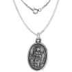 Picture of Sterling Silver St Raymond Nonnatus Medal Necklace Oxidized finish Oval 1.8mm Chain