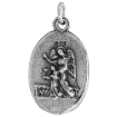 Picture of Sterling Silver St Raymond Nonnatus Medal Necklace Oxidized finish Oval 1.8mm Chain