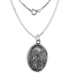 Picture of Sterling Silver St Rosalia Medal Necklace Oxidized finish Oval 1.8mm Chain
