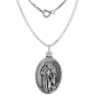 Picture of Sterling Silver St Anthony & St Francis Medal Double-sided Necklace Oxidized finish Oval 1.8mm Chain