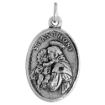 Picture of Sterling Silver St Anthony & St Francis Medal Double-sided Necklace Oxidized finish Oval 1.8mm Chain