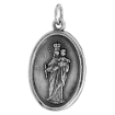 Picture of Sterling Silver Virgin Mary & Christ Medal Necklace Oxidized finish Oval 1.8mm Chain