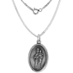 Picture of Sterling Silver Virgin Mary & Christ Medal Necklace Oxidized finish Oval 1.8mm Chain