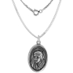 Picture of Sterling Silver Mother Teresa Medal Necklace Oxidized finish Oval 1.8mm Chain
