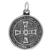 Picture of 4 sizes 15-28mm Sterling Silver St Benedict Medal Necklace Oxidized finish available with or w/o Chain
