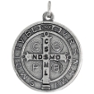 Picture of 4 sizes 15-28mm Sterling Silver St Benedict Medal Necklace Oxidized finish available with or w/o Chain