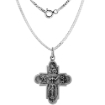 Picture of Sterling Silver Scapular 4 Way Cross Medal Necklace Oxidized finish 1.8mm Chain