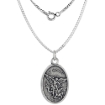 Picture of Sterling Silver St Michael Medal Necklace Oxidized finish Oval 1.8mm Chain