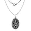 Picture of Sterling Silver Our Lady of Perpetual Help Medal Necklace Oxidized finish Oval 1.8mm Chain