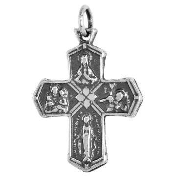Picture of Sterling Silver 4 Way Cross Medal Necklace Oxidized finish Antique Finish 1 inch with Chain