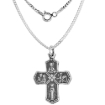Picture of Sterling Silver 4 Way Cross Medal Necklace Oxidized finish Antique Finish 1 inch with Chain