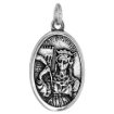 Picture of Sterling Silver St Barbara Medal Necklace Oxidized finish Oval 1.8mm Chain