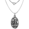 Picture of Sterling Silver St Barbara Medal Necklace Oxidized finish Oval 1.8mm Chain