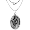 Picture of Sterling Silver St Richard Medal Necklace Oxidized finish Oval 1.8mm Chain