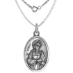 Picture of Sterling Silver St Cecily Medal Necklace Oxidized finish Oval 1.8mm Chain